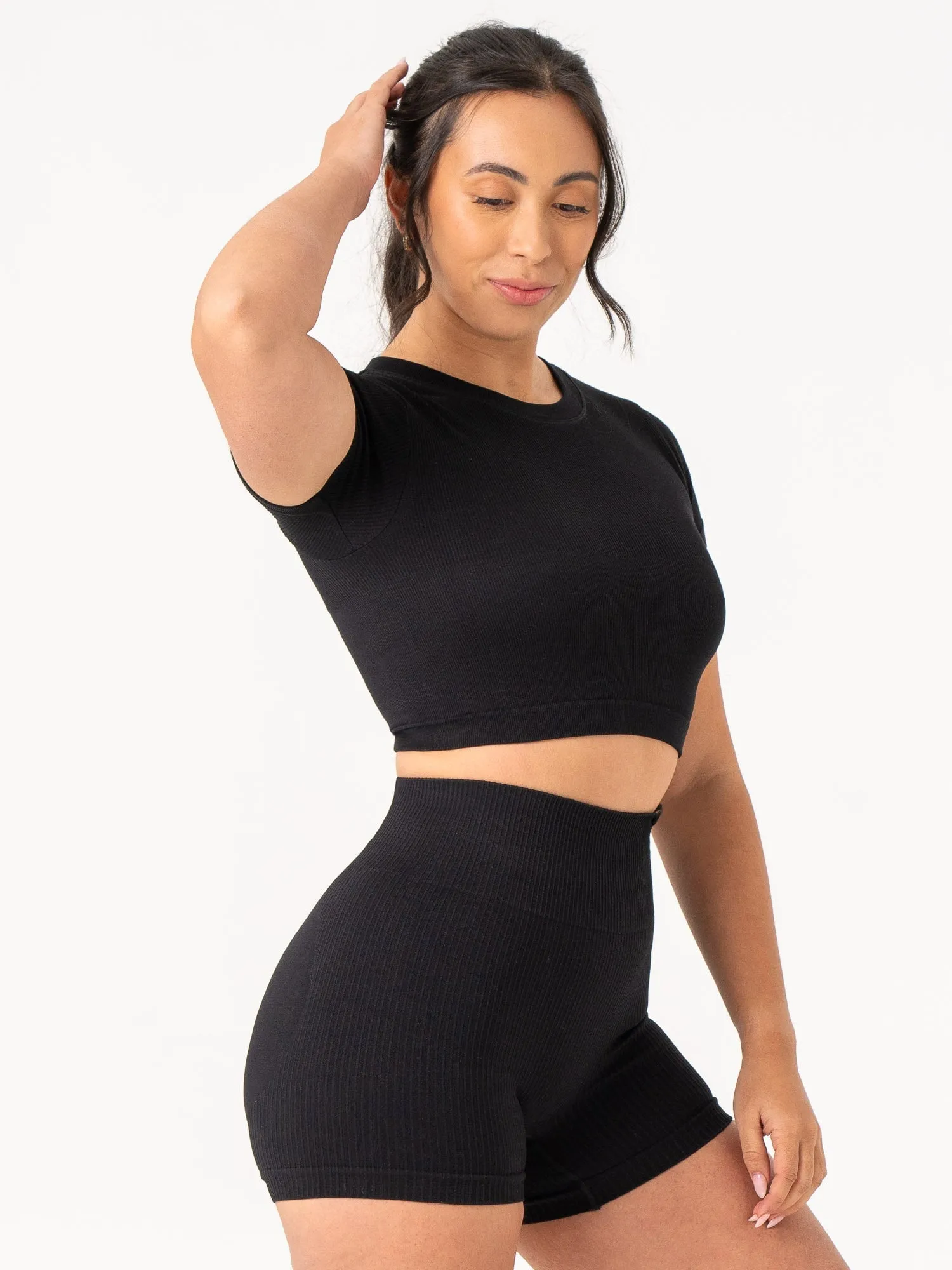 Rib Seamless T-Shirt - Black sold by Ryderwear product image thumbnail 3