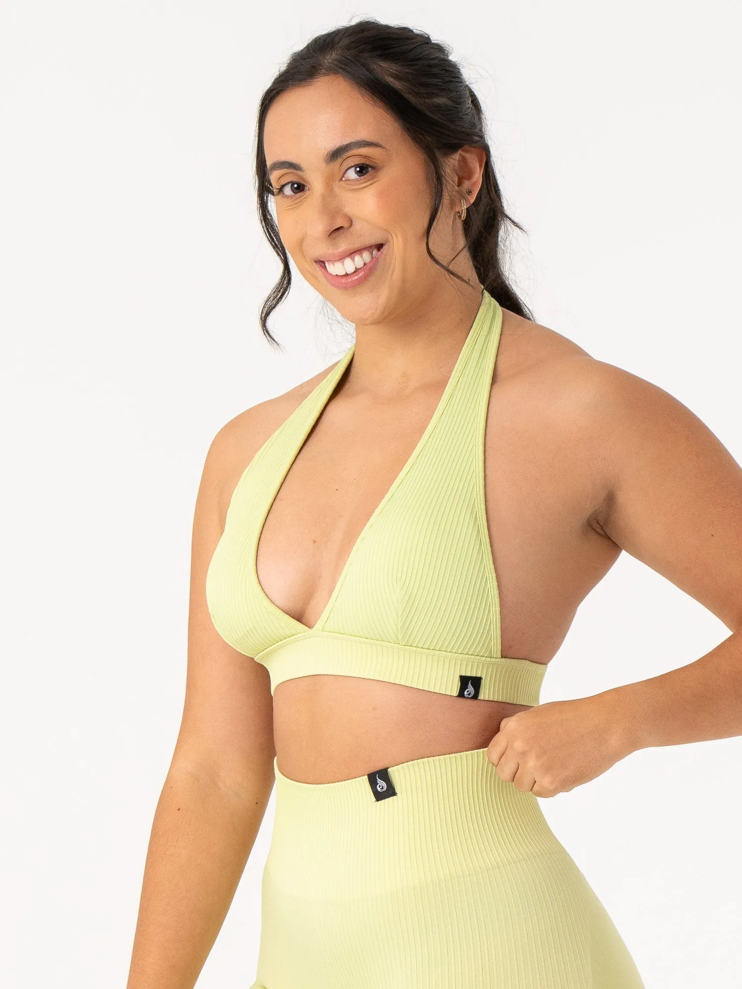Rib Seamless Halter Sports Bra - Lime sold by Ryderwear product image thumbnail 2