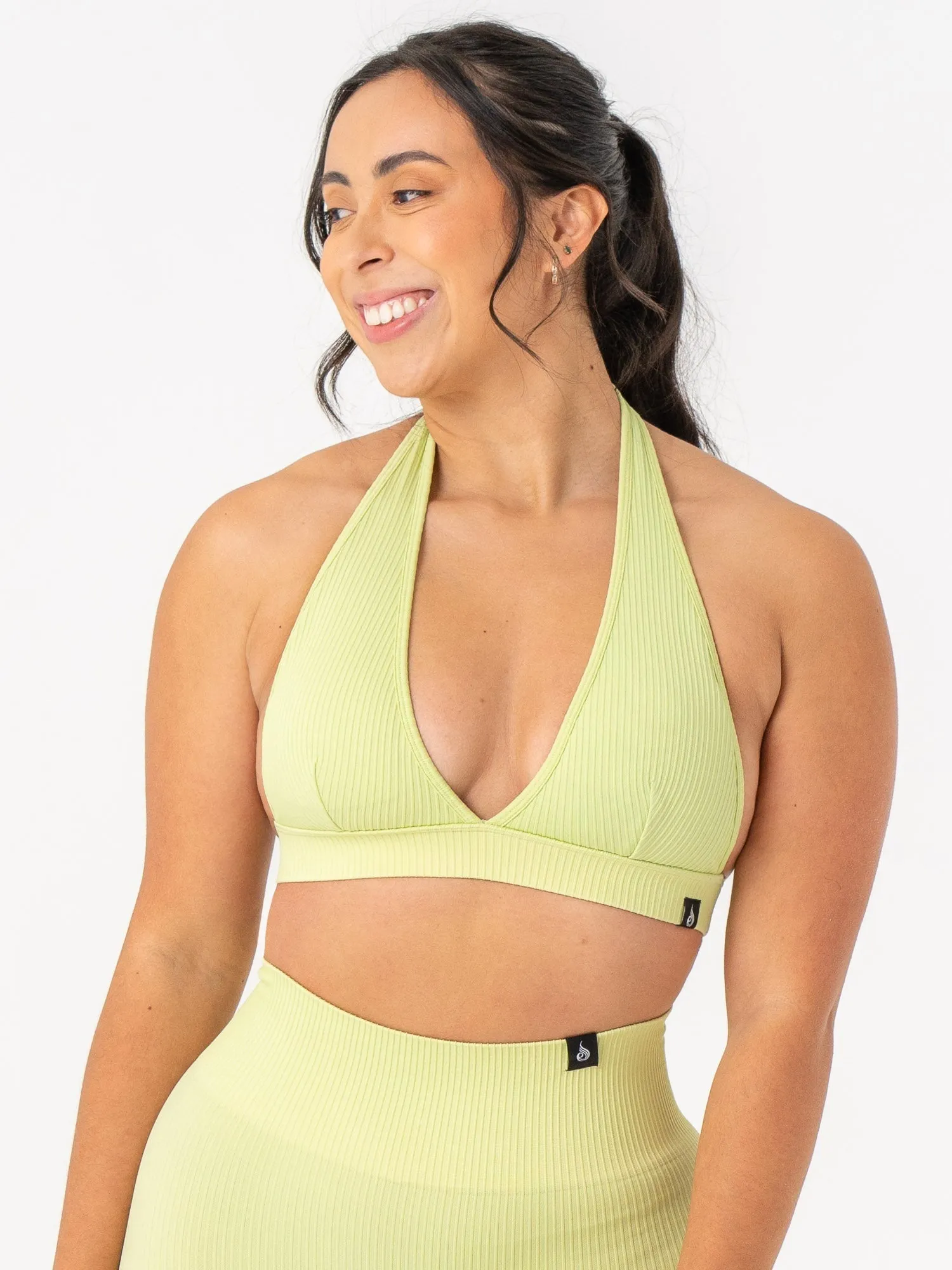 Rib Seamless Halter Sports Bra - Lime sold by Ryderwear