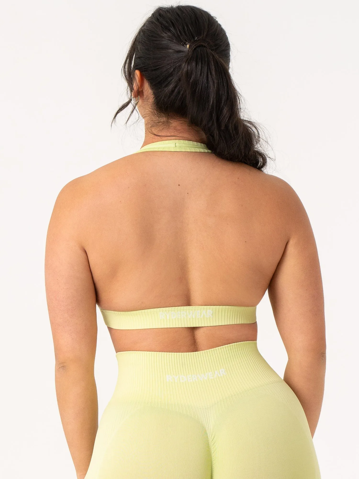 Rib Seamless Halter Sports Bra - Lime sold by Ryderwear product image thumbnail 3