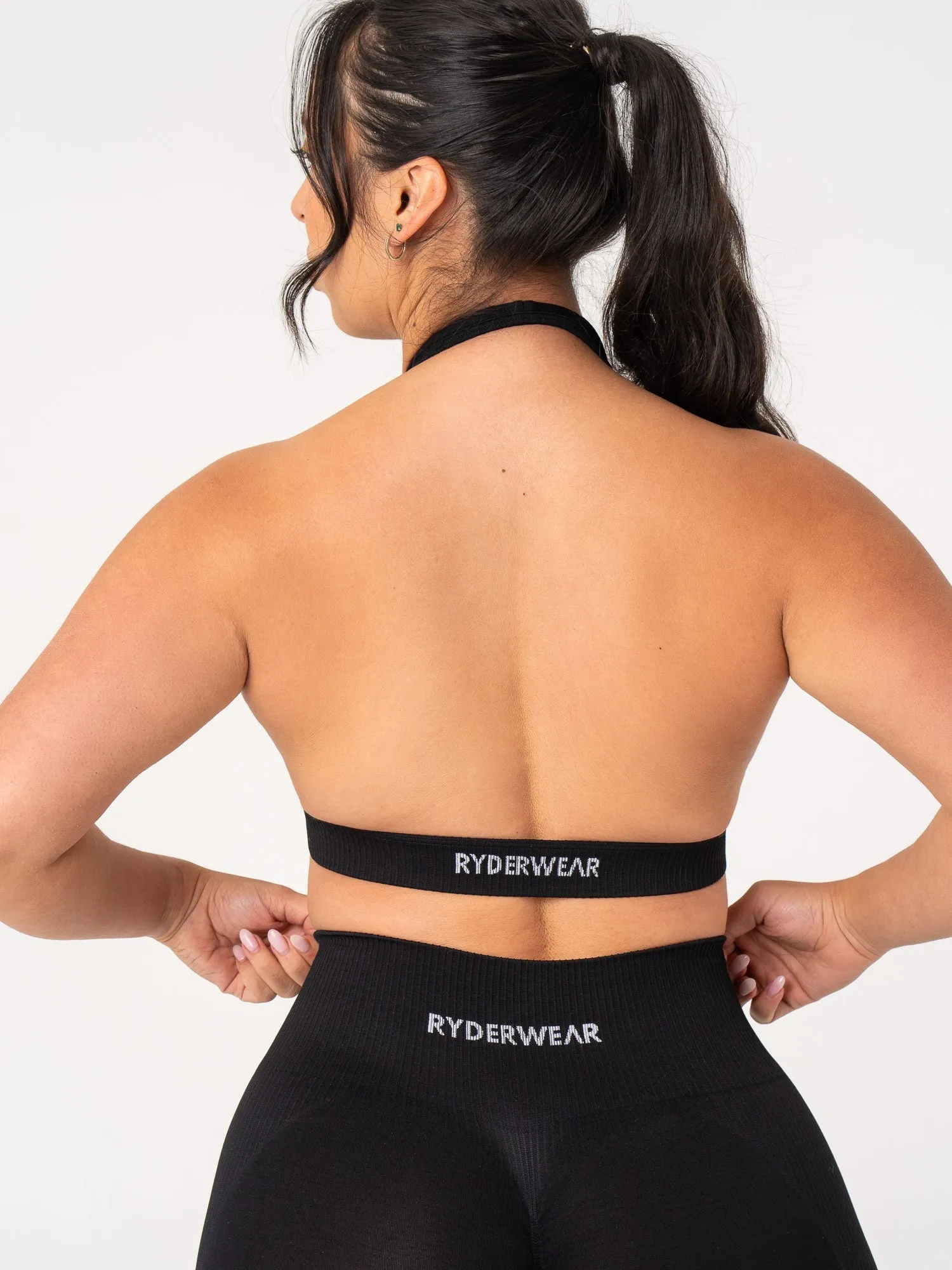 Rib Seamless Halter Sports Bra - Black sold by Ryderwear product image thumbnail 2