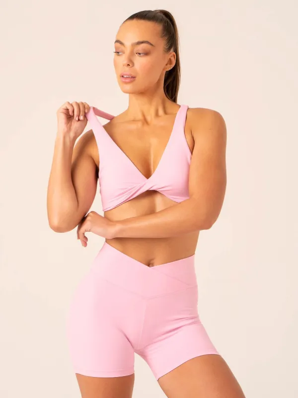 Momentum Twist Sports Bra - Candy Pink sold by Ryderwear