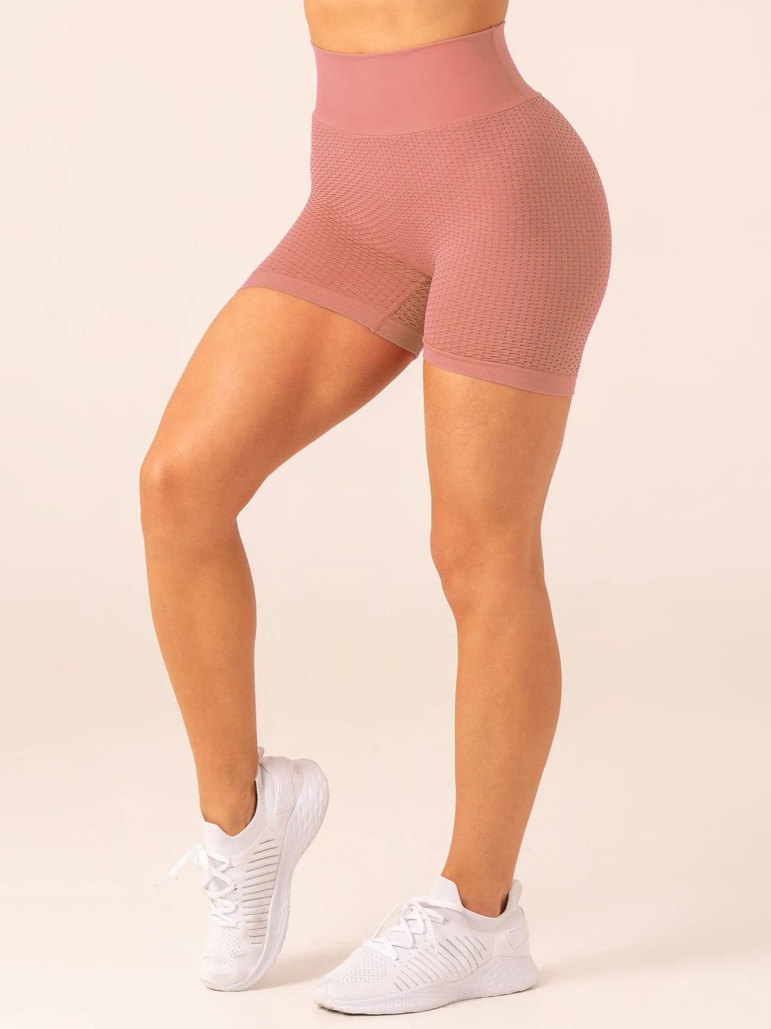Honeycomb Scrunch Seamless Shorts - Dusty Pink sold by Ryderwear product image thumbnail 4