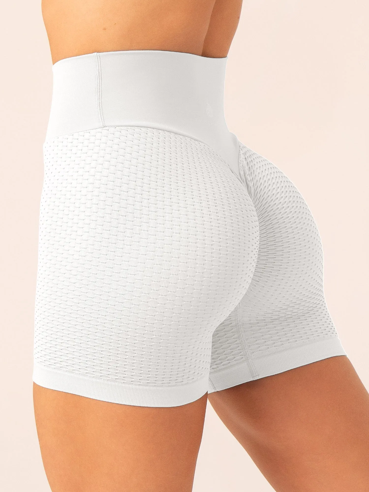 Honeycomb Scrunch Seamless Shorts - White sold by Ryderwear product image thumbnail 2