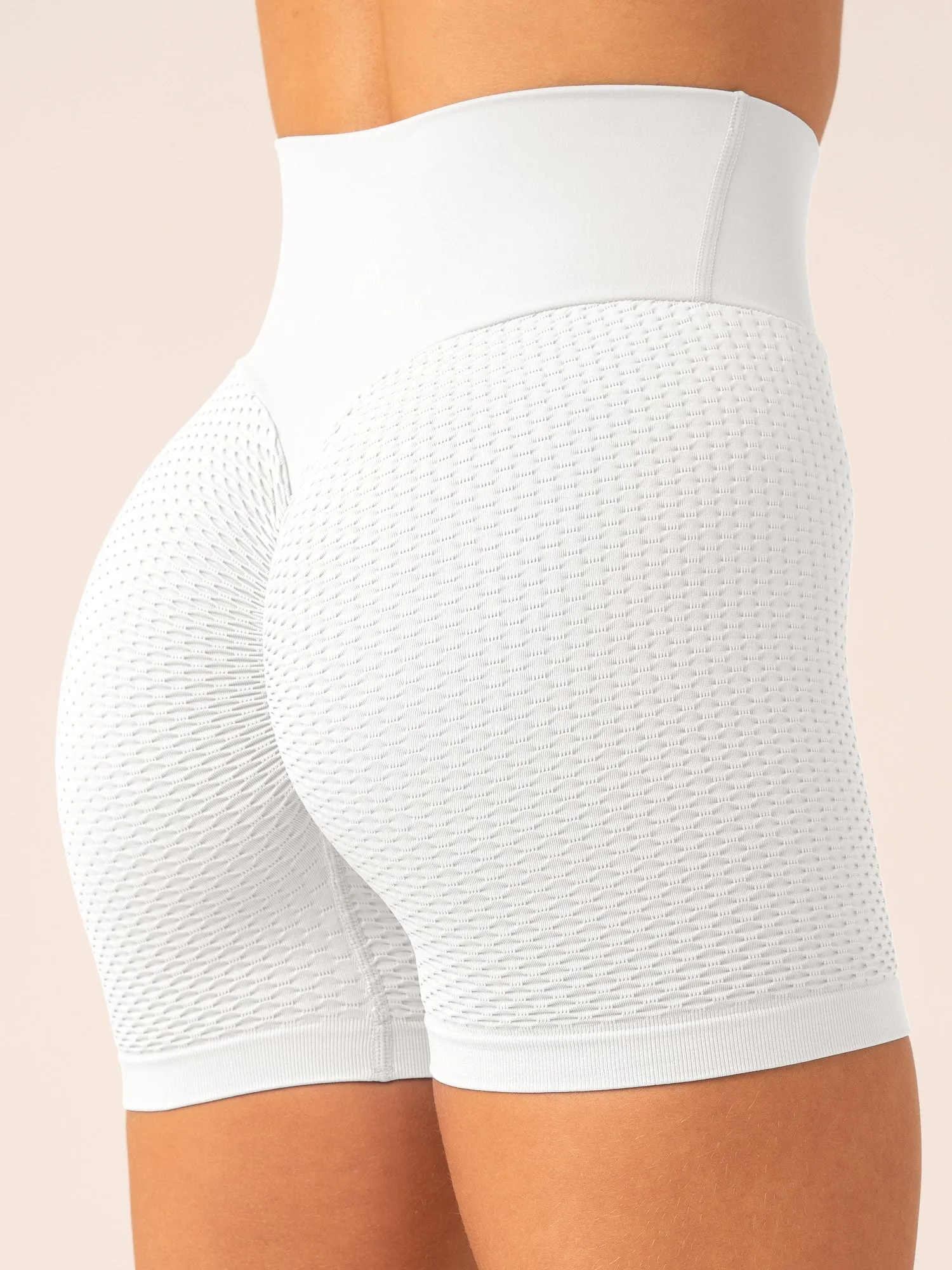 Honeycomb Scrunch Seamless Shorts - White sold by Ryderwear product image thumbnail 5