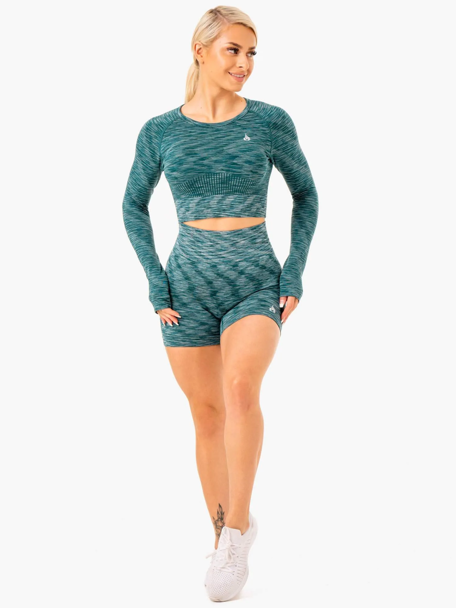Evolve Seamless High Waisted Shorts - Teal sold by Ryderwear product image thumbnail 4