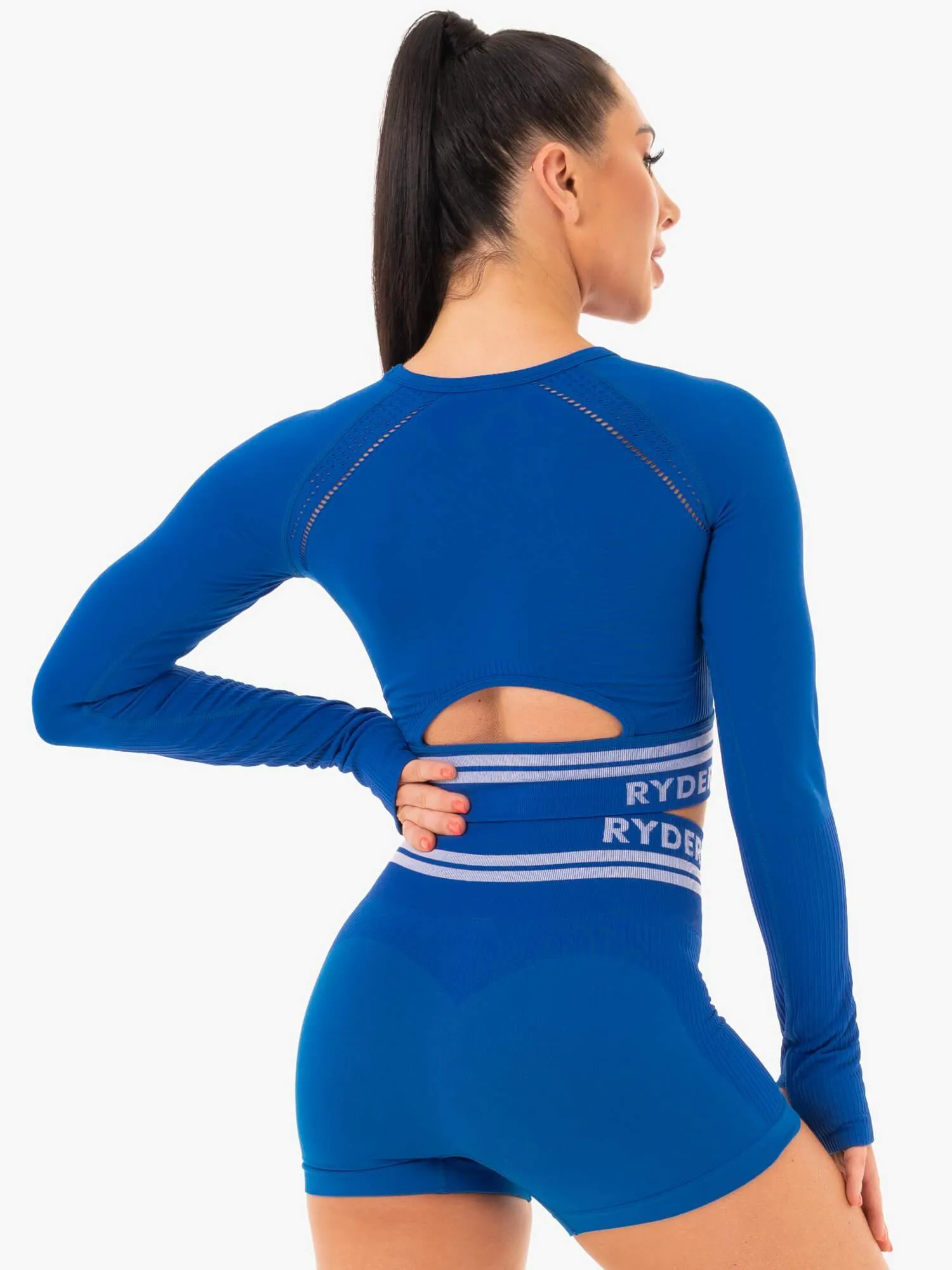 Freestyle Seamless Long Sleeve Crop - Blue sold by Ryderwear product image thumbnail 2