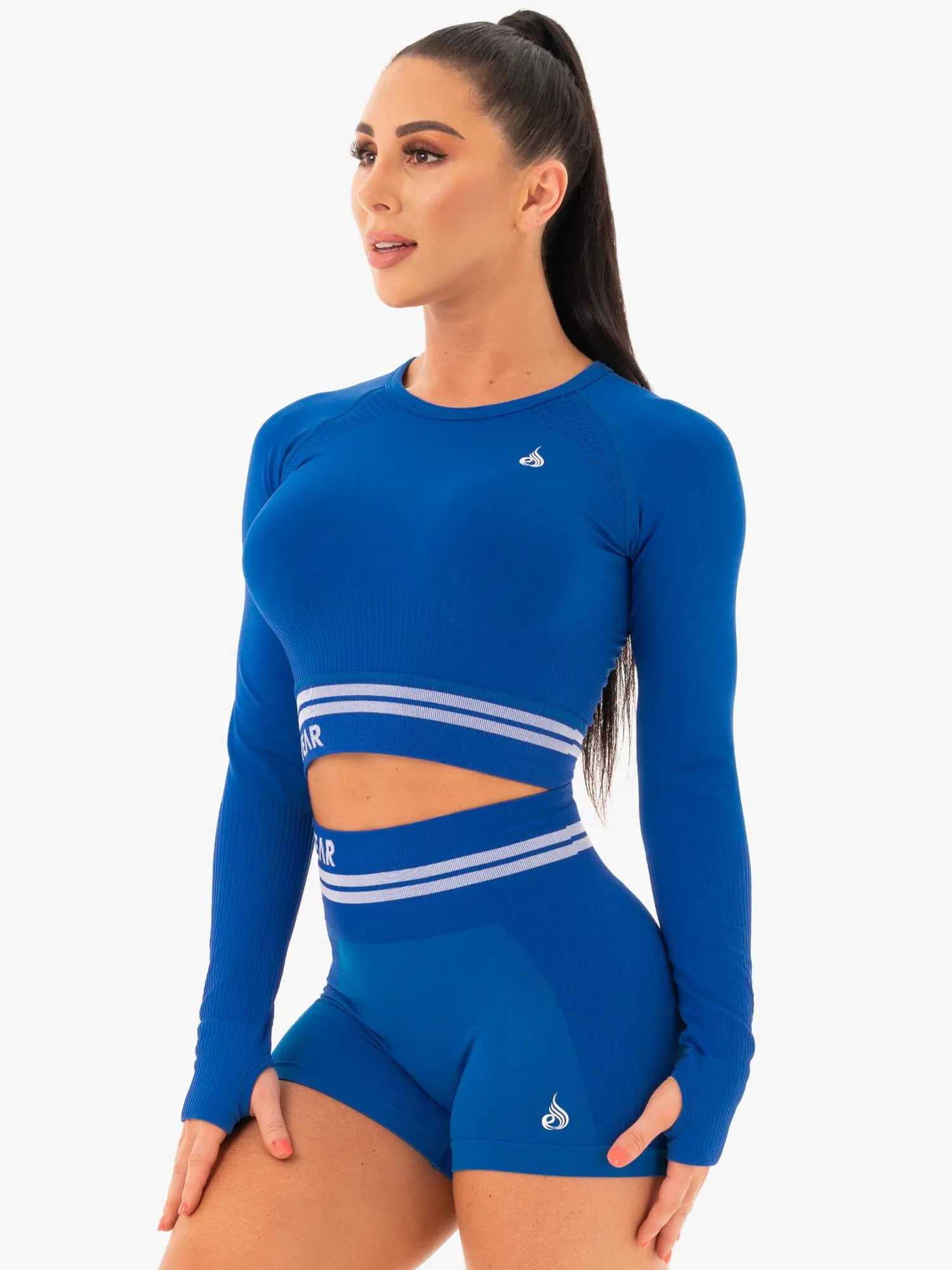Freestyle Seamless Long Sleeve Crop - Blue sold by Ryderwear product image thumbnail 3
