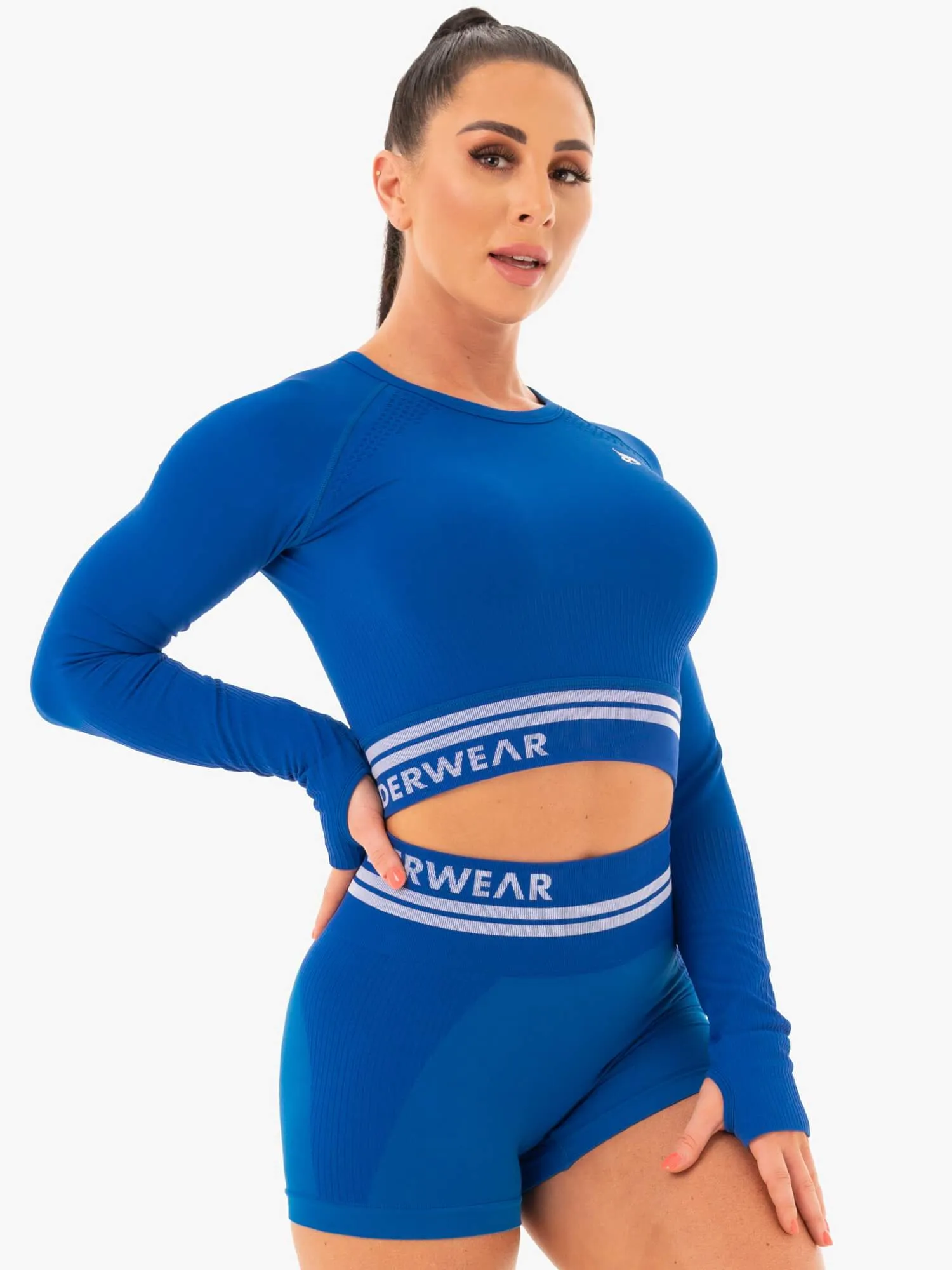 Freestyle Seamless Long Sleeve Crop - Blue sold by Ryderwear product image thumbnail 4