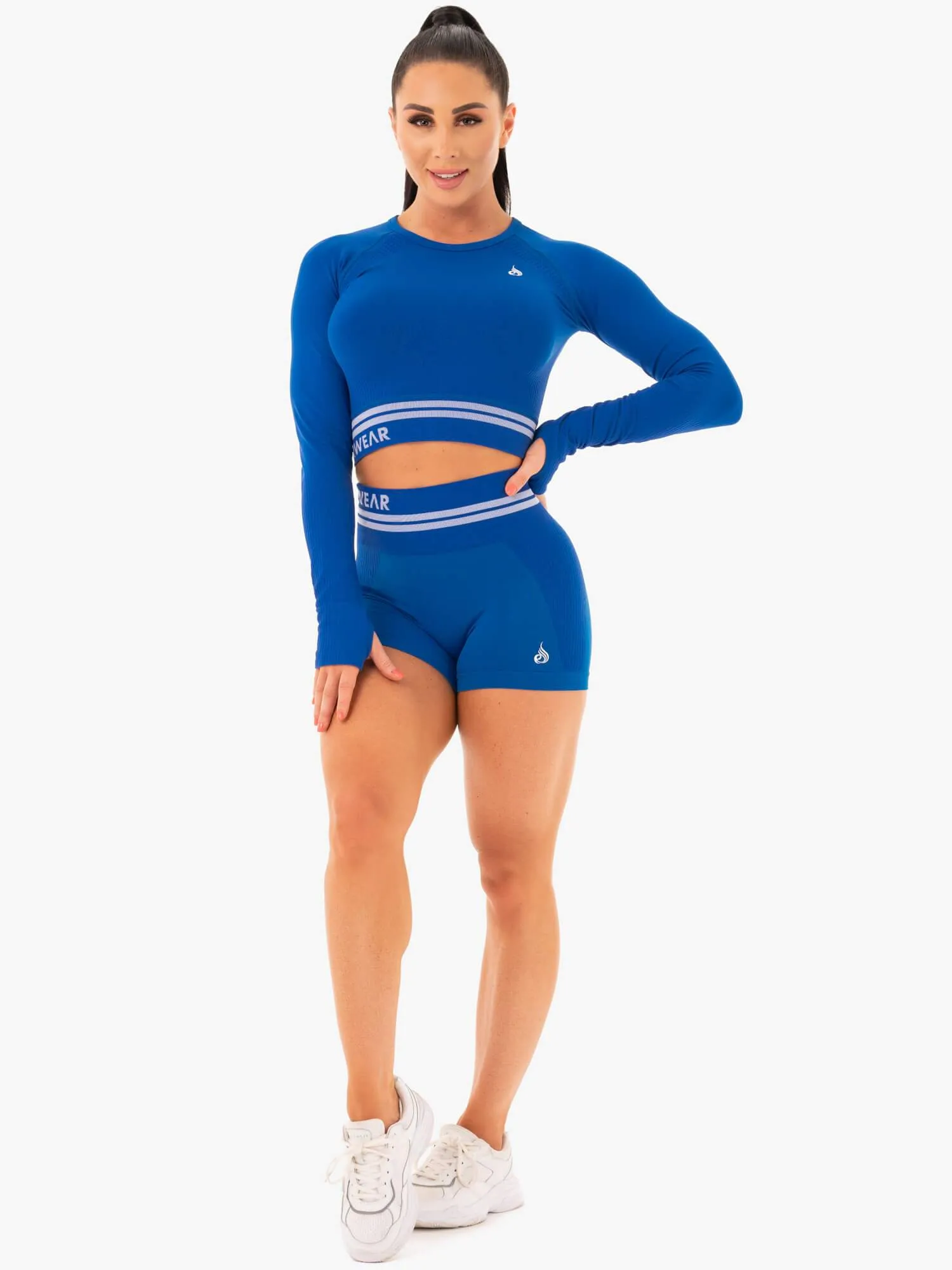Freestyle Seamless Long Sleeve Crop - Blue sold by Ryderwear product image thumbnail 5