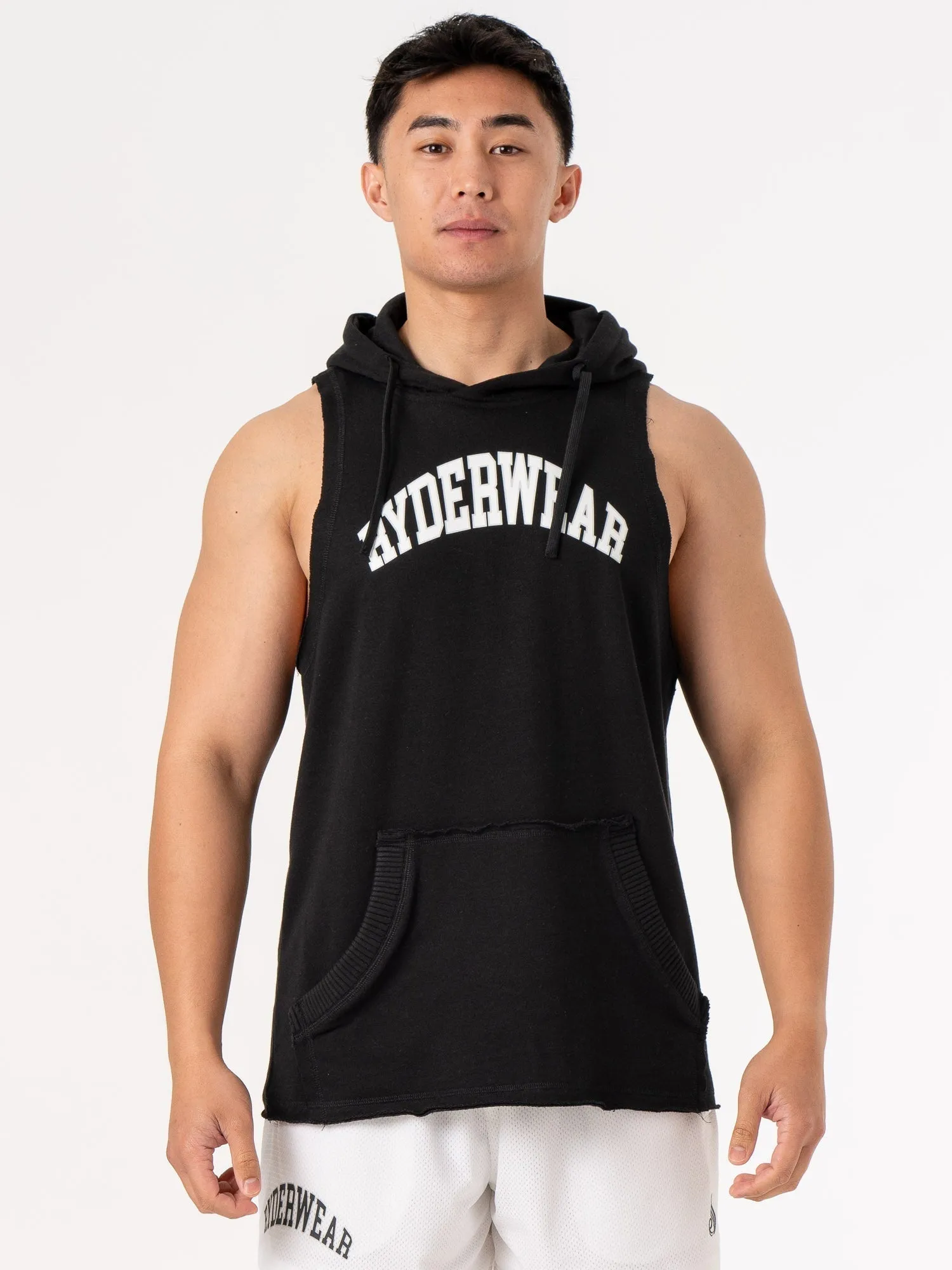 Collegiate Sleeveless Hoodie - Black sold by Ryderwear