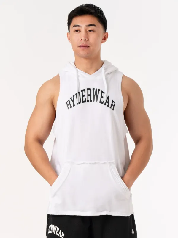 Collegiate Sleeveless Hoodie - White sold by Ryderwear