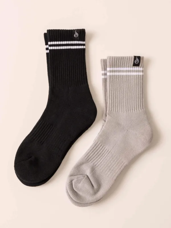Stripe Crew Socks - Black/Grey sold by Ryderwear