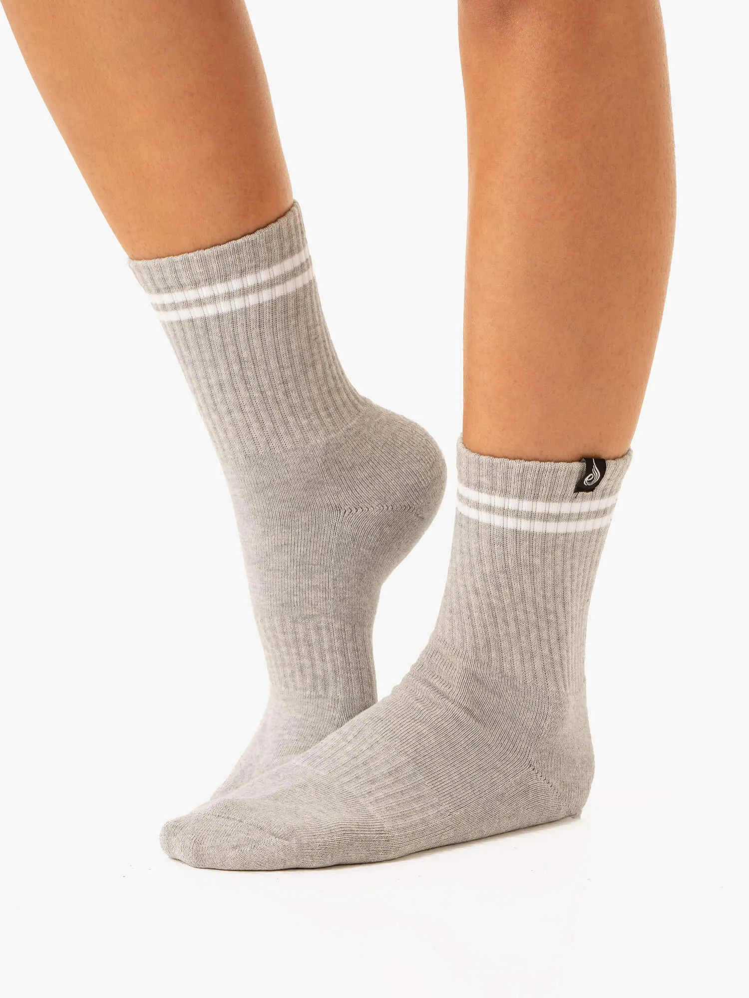 Stripe Crew Socks - Black/Grey sold by Ryderwear product image thumbnail 3
