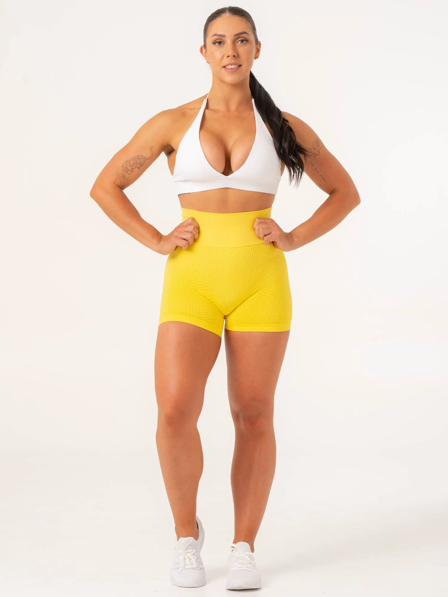 Honeycomb Scrunch Seamless Shorts - Yellow sold by Ryderwear product image thumbnail 5