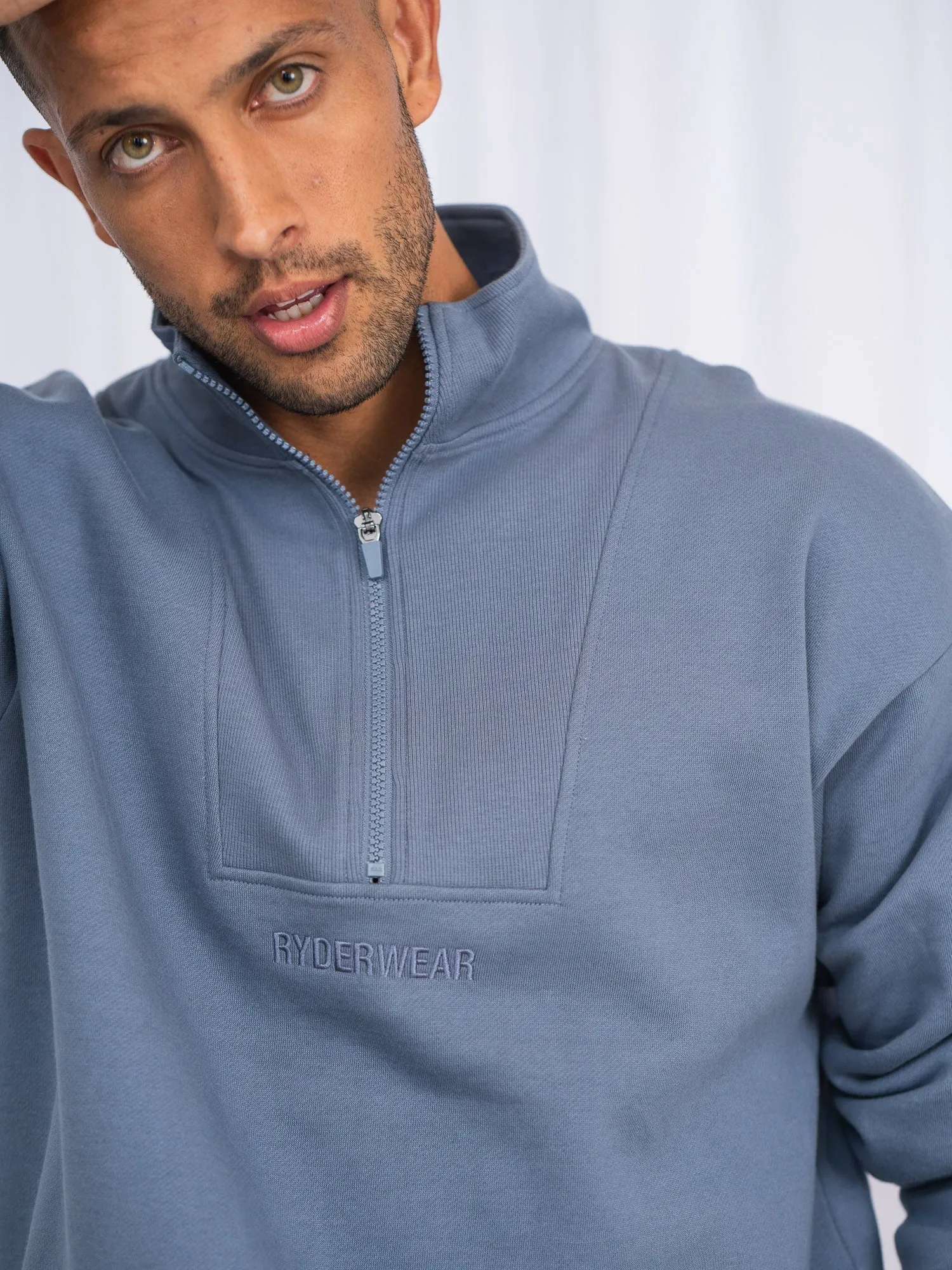 Unisex Half Zip Jumper - Denim Blue sold by Ryderwear product image thumbnail 3