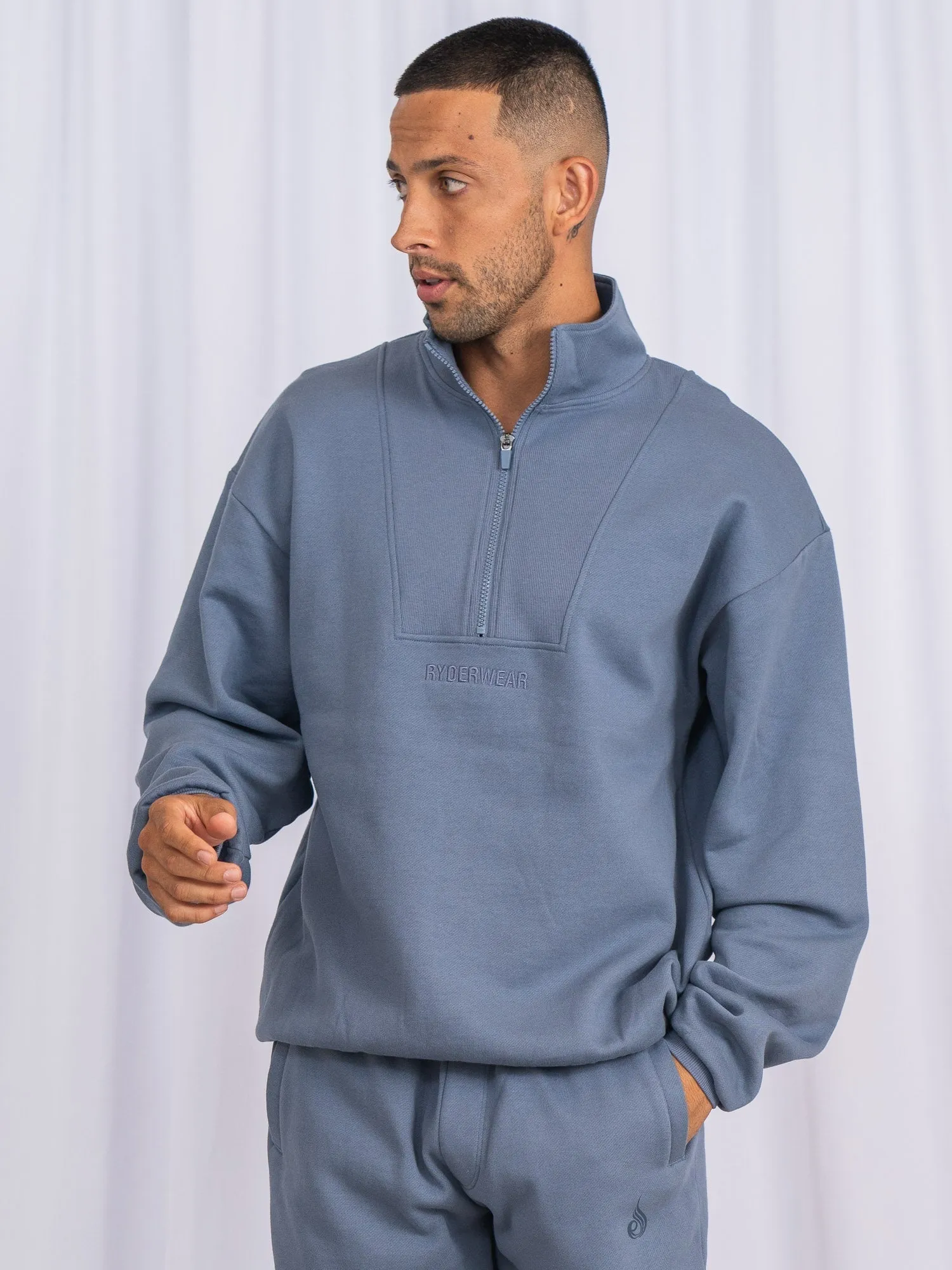 Unisex Half Zip Jumper - Denim Blue sold by Ryderwear