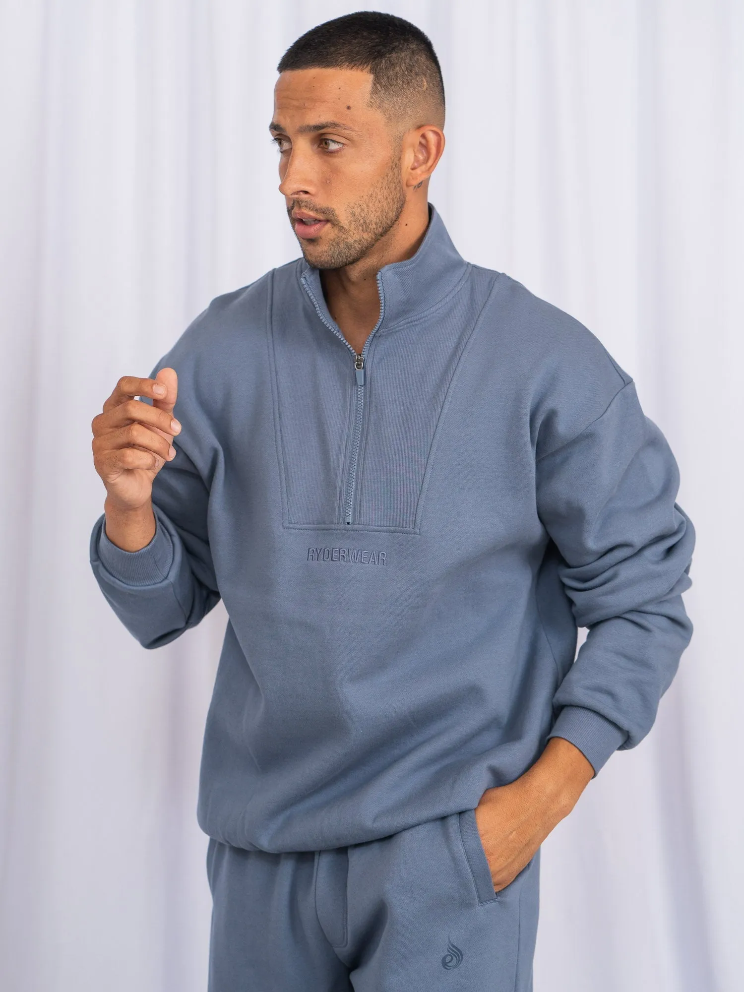 Unisex Half Zip Jumper - Denim Blue sold by Ryderwear product image thumbnail 4