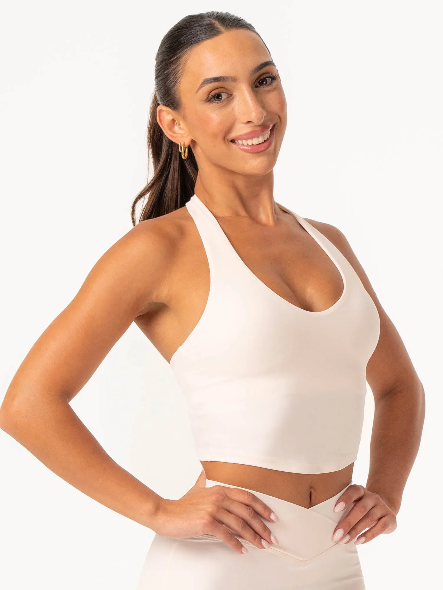 NKD Halter Shelf Tank - Off White sold by Ryderwear product image thumbnail 5