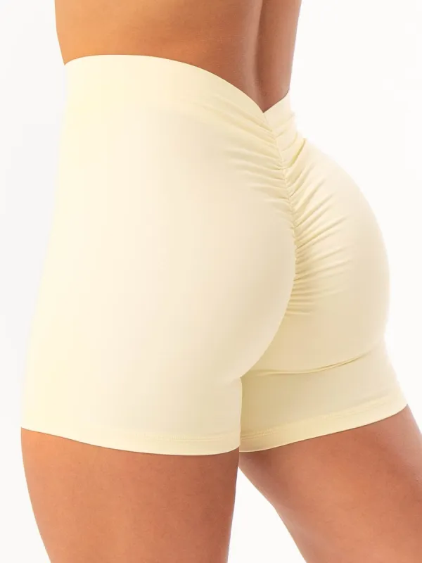 NKD V Scrunch Shorts - Lemon Drop sold by Ryderwear