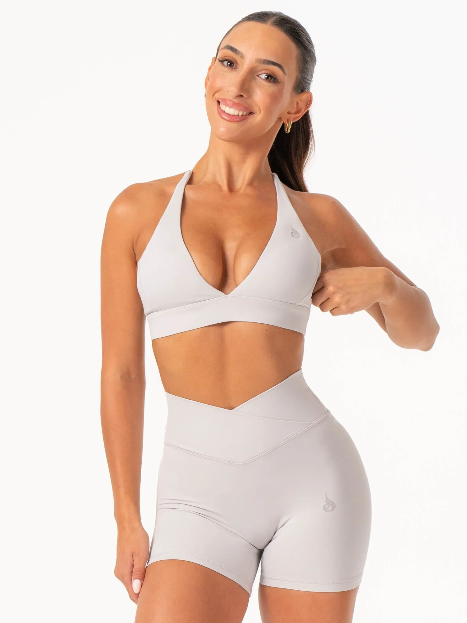 NKD Halter Sports Bra - Sugar Dust sold by Ryderwear