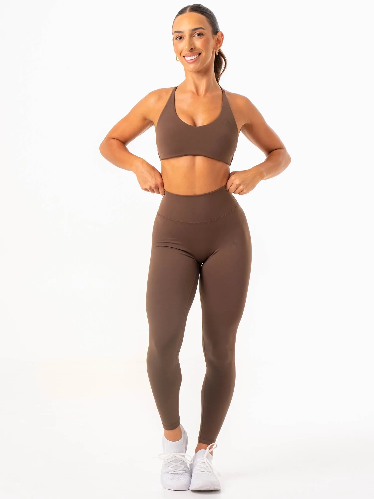 NKD High Waisted Scrunch Leggings - Chocolate sold by Ryderwear product image thumbnail 3