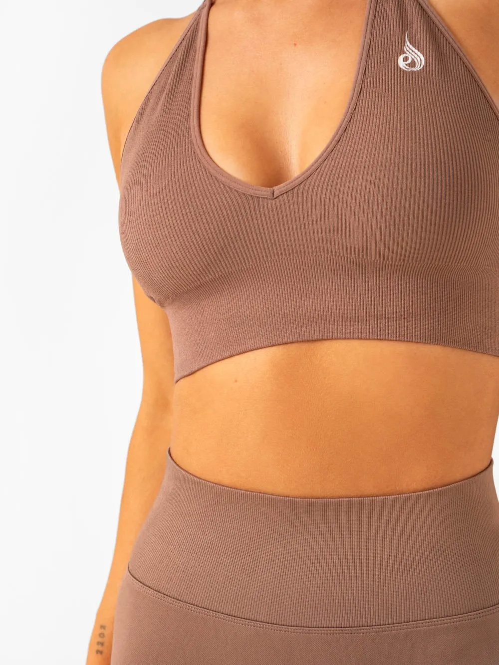 Lift Rib Seamless Halter Sports Bra - Almond sold by Ryderwear product image thumbnail 3