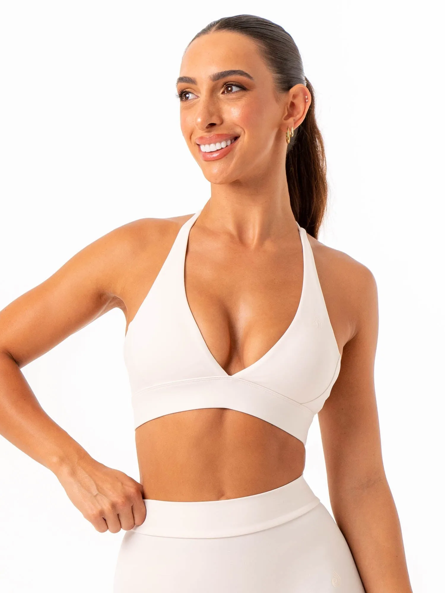 NKD Halter Sports Bra - Off White sold by Ryderwear