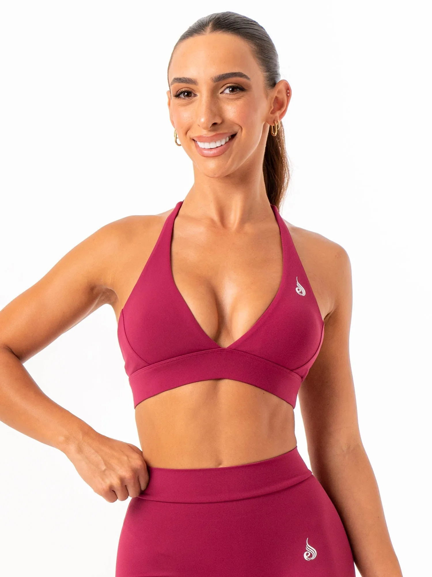 NKD Halter Sports Bra - Wine sold by Ryderwear