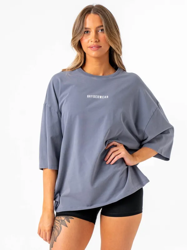Pursuit Oversized T-Shirt - Denim Blue Stonewash sold by Ryderwear