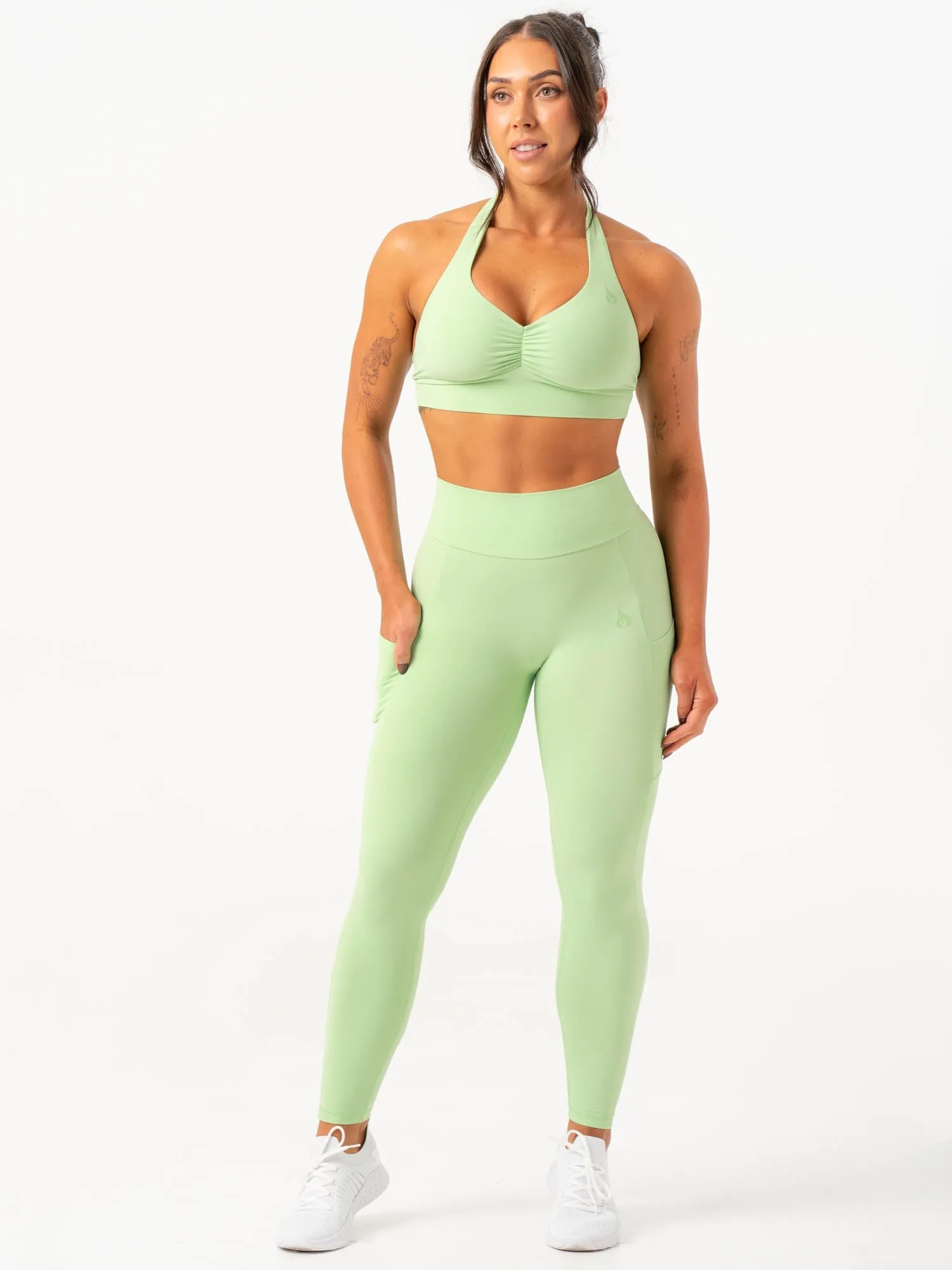 NKD V Scrunch Pocket Leggings - Green Glow sold by Ryderwear product image thumbnail 5