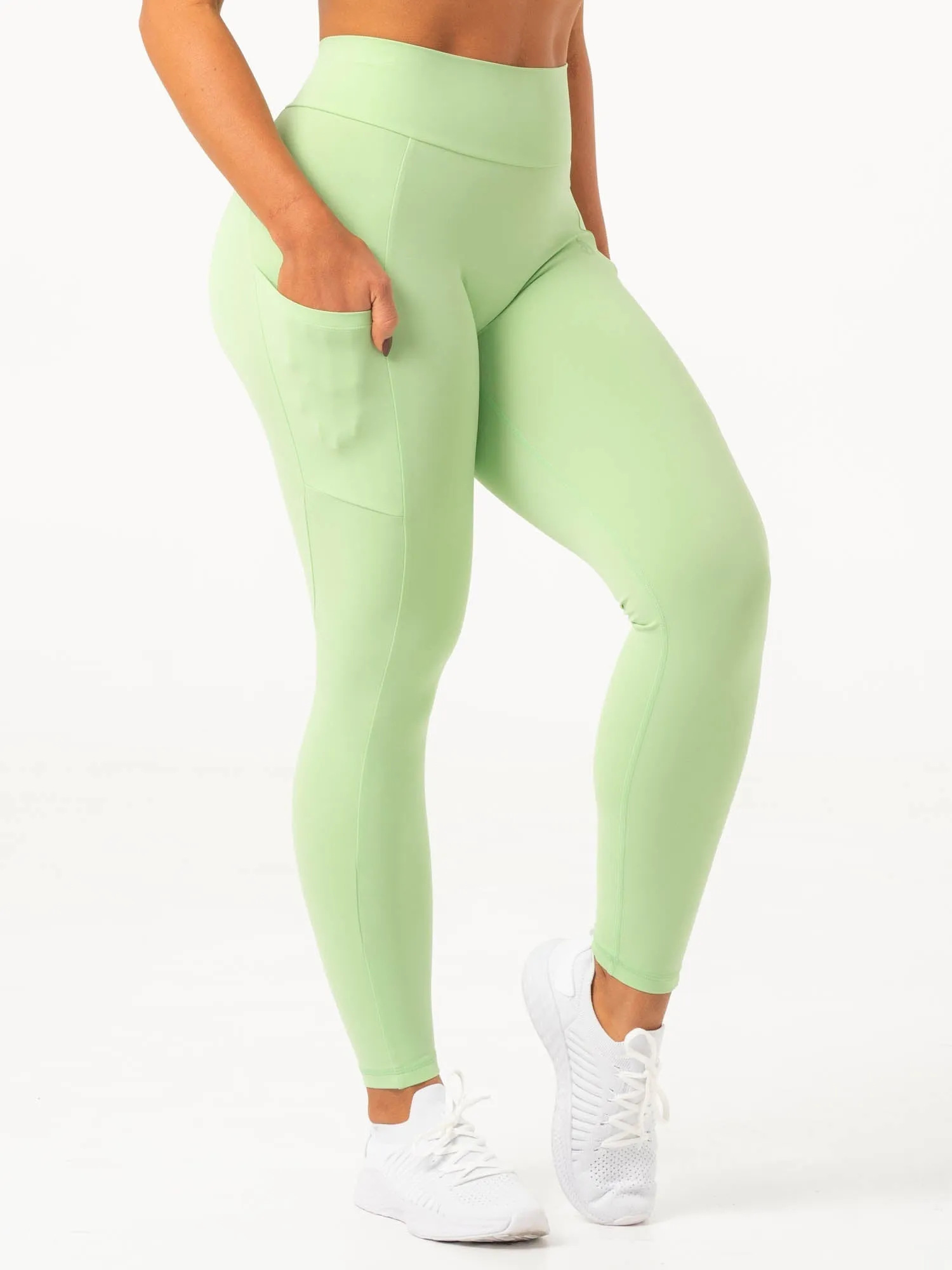 NKD V Scrunch Pocket Leggings - Green Glow sold by Ryderwear product image thumbnail 2