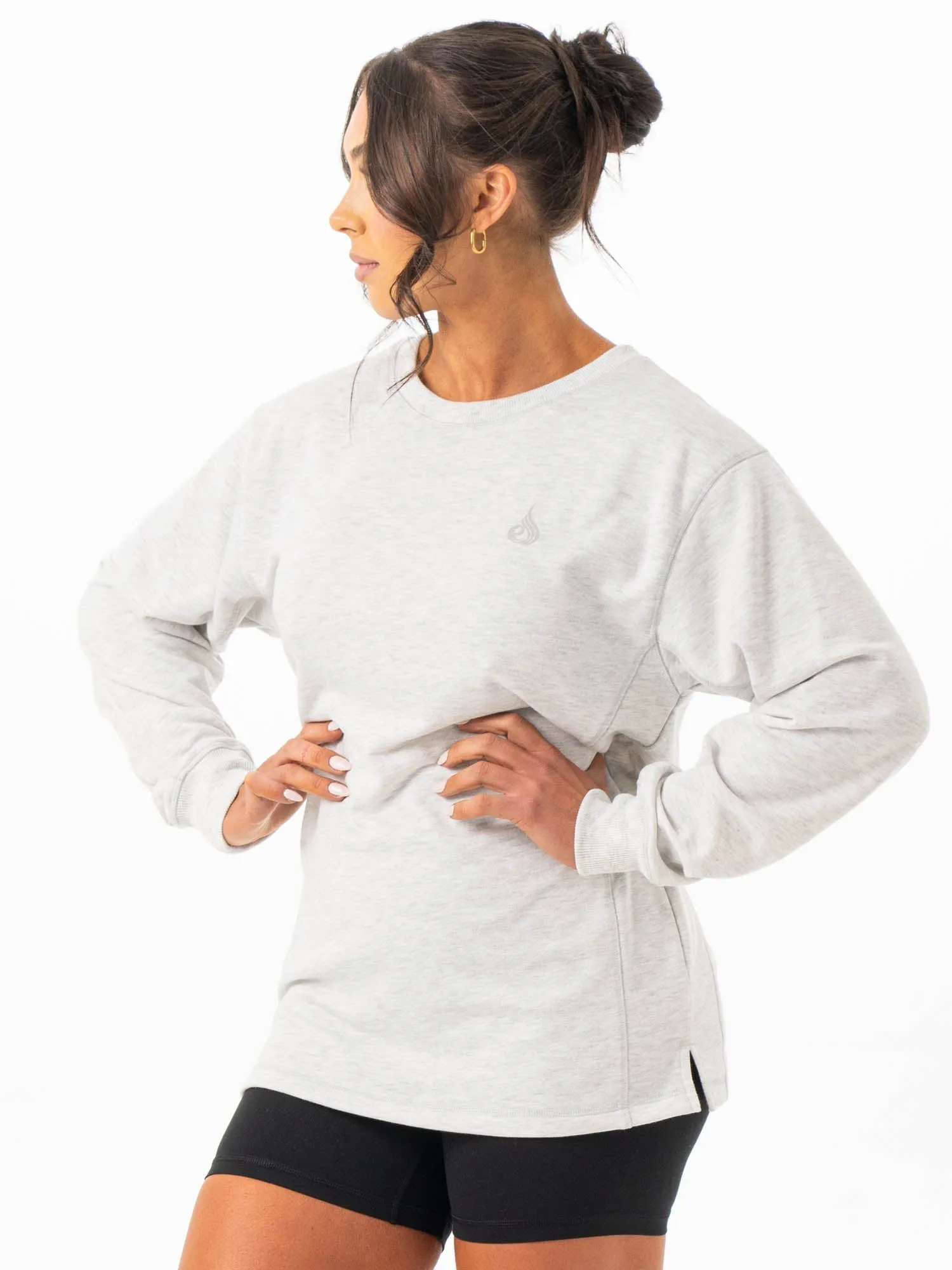 Force Crew Neck - Chalk Grey Marl sold by Ryderwear