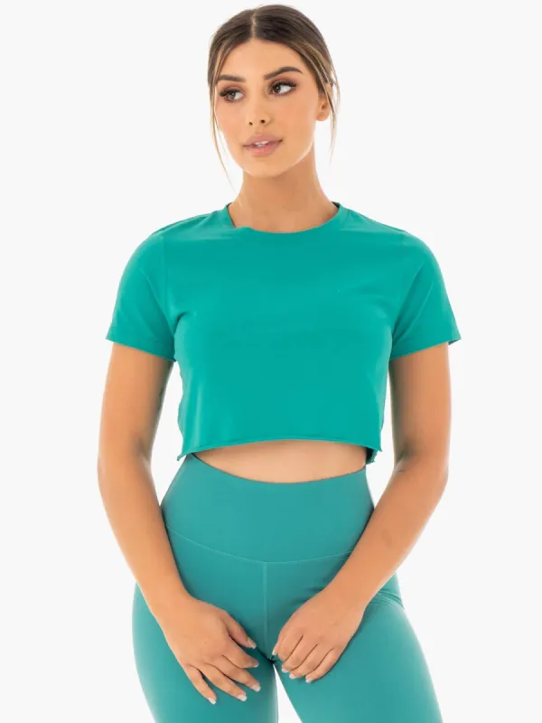 Motion Cropped T-Shirt - Teal sold by Ryderwear