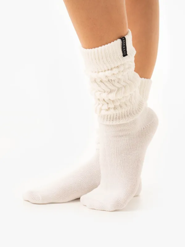 Scrunch Crew Socks - White sold by Ryderwear
