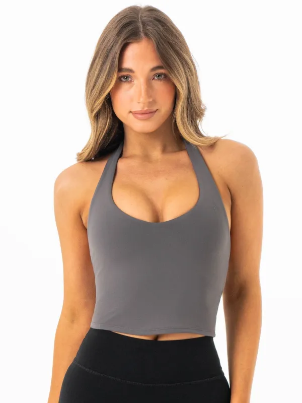 NKD Halter Shelf Tank - Charcoal sold by Ryderwear