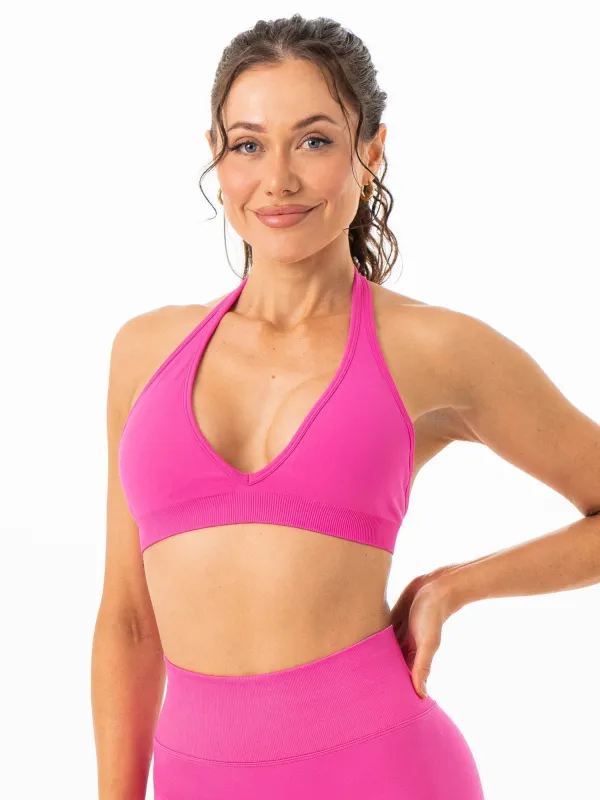 Sculpt Seamless Halter Bra - Hot Pink sold by Ryderwear