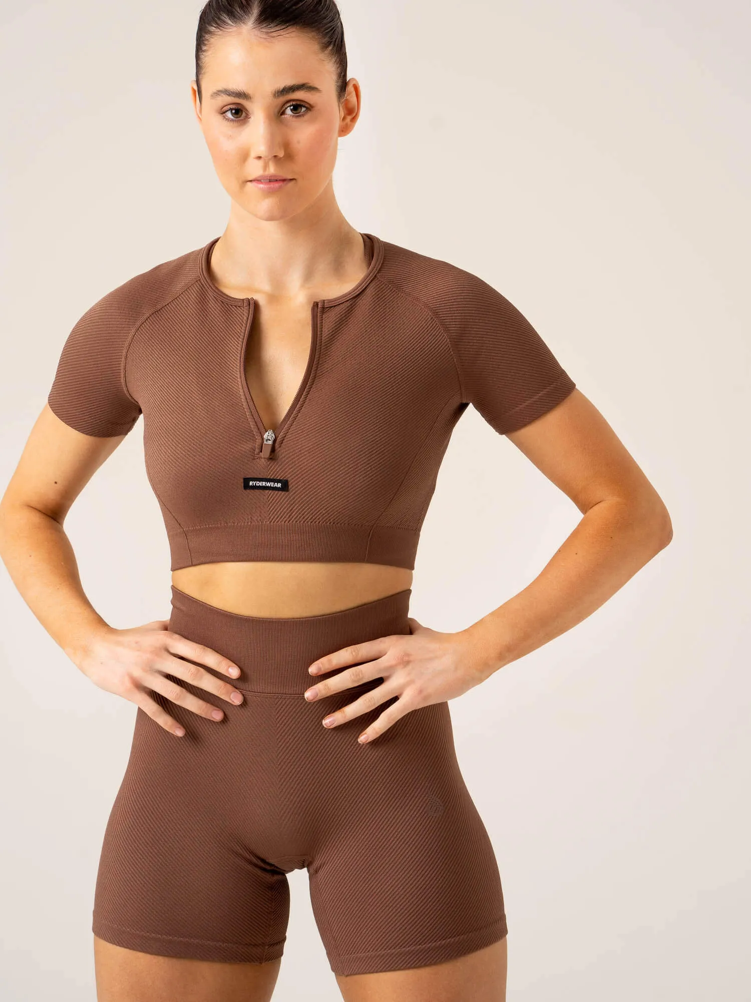 Circuit Rib Seamless T-Shirt - Chocolate sold by Ryderwear product image thumbnail 2