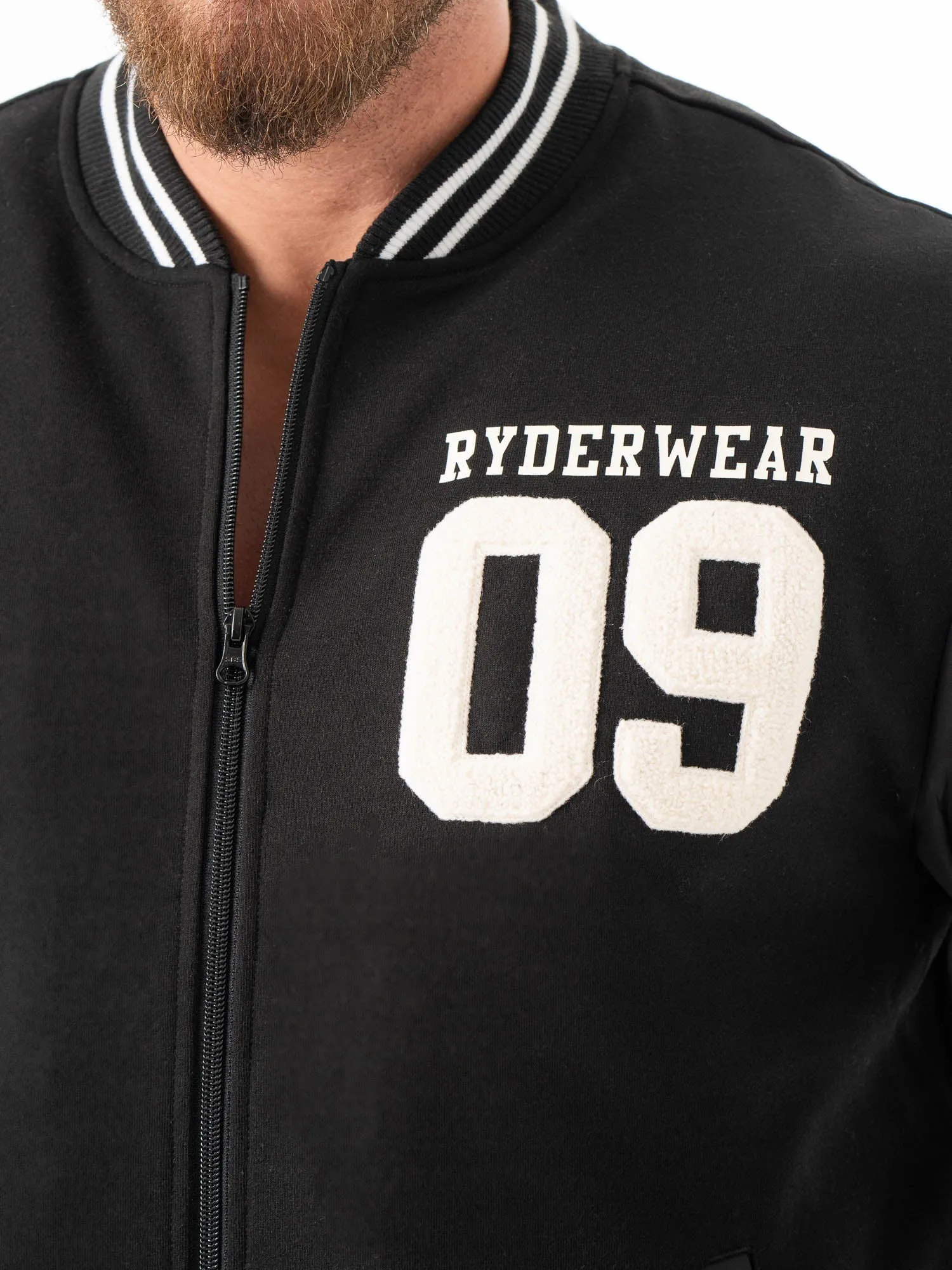 Varsity Bomber Jacket - Black/Black sold by Ryderwear product image thumbnail 4