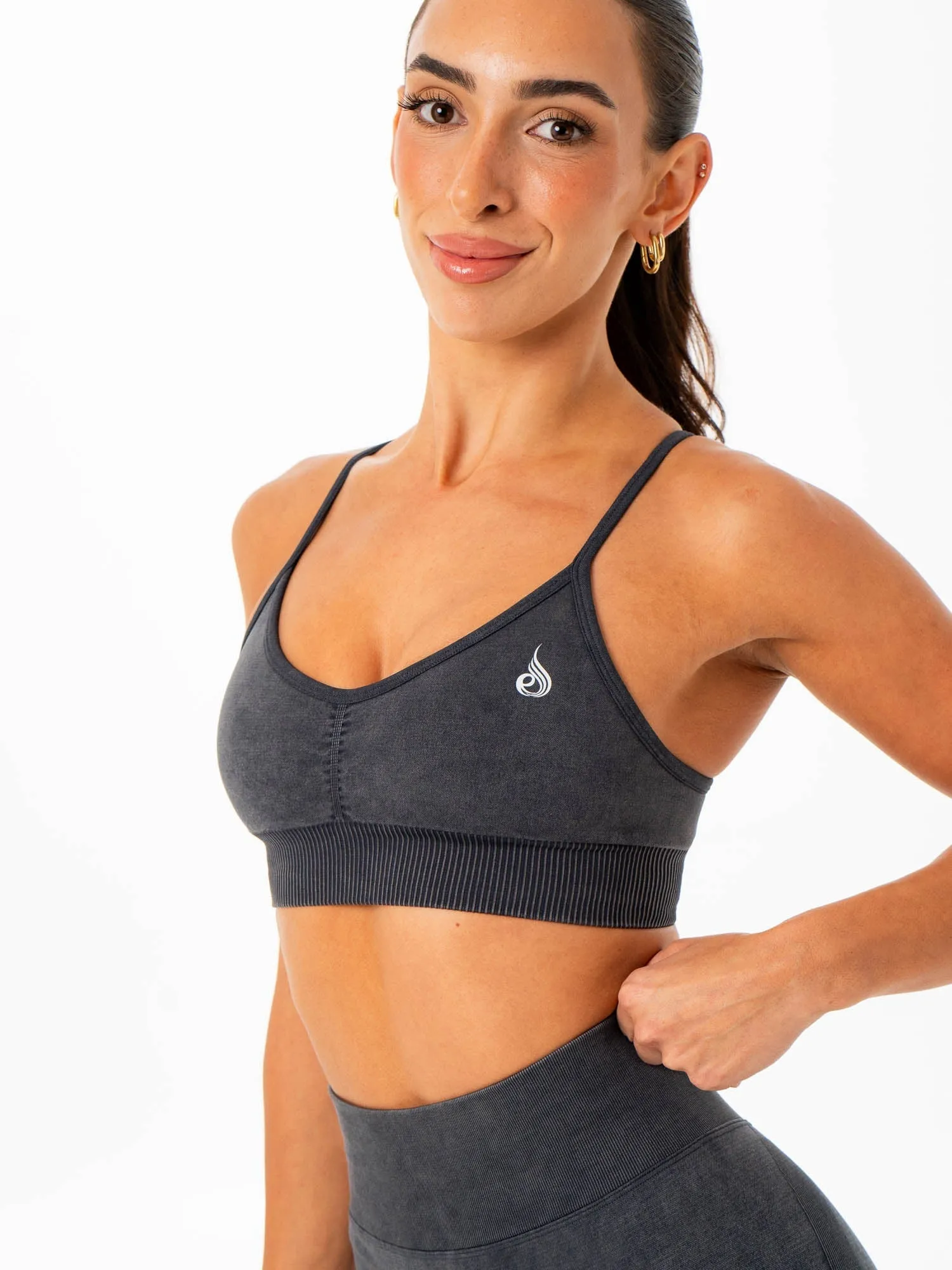 Stonewash Seamless Sports Bra - Charcoal Stonewash sold by Ryderwear product image thumbnail 3