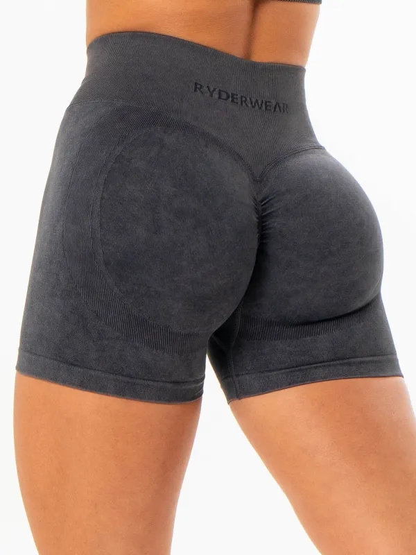 Stonewash Scrunch Seamless Shorts - Charcoal Stonewash sold by Ryderwear