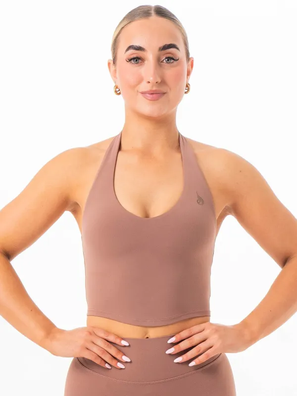 NKD Halter Shelf Tank - Mocha sold by Ryderwear