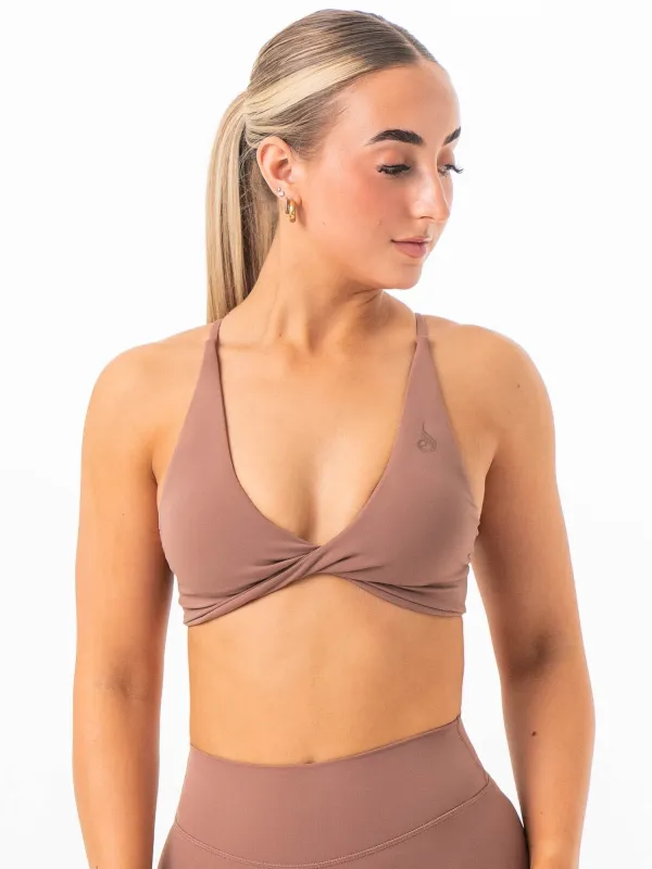 NKD Twist Sports Bra - Mocha sold by Ryderwear