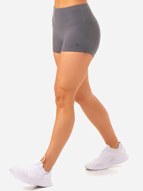 Adapt High Waisted Scrunch Shorts - Grey sold by Ryderwear