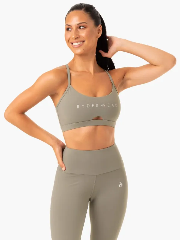 Staples Sports Bra - Khaki sold by Ryderwear