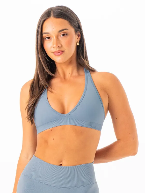 Sculpt Seamless Halter Bra - Steel Blue sold by Ryderwear