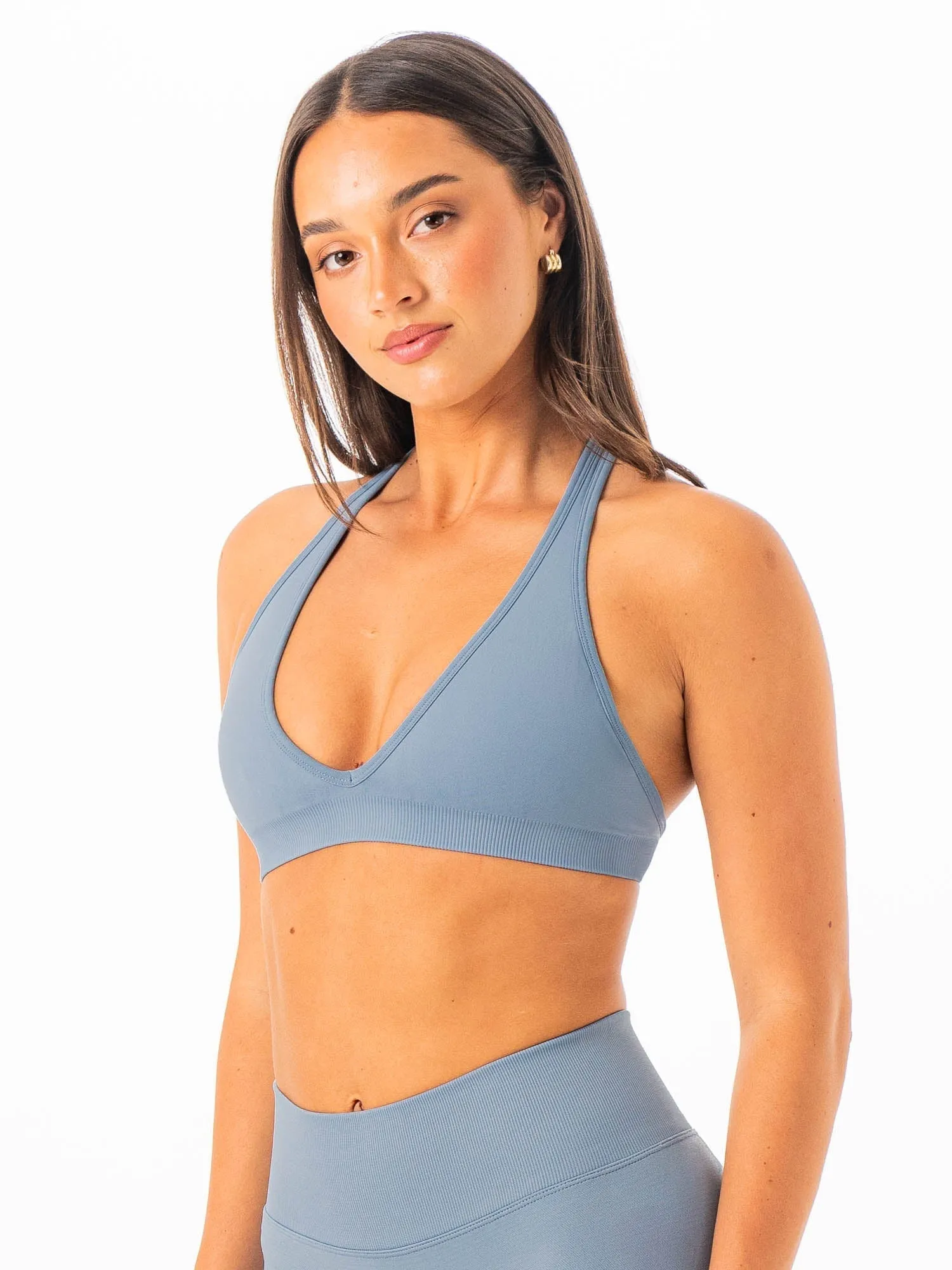Sculpt Seamless Halter Bra - Steel Blue sold by Ryderwear product image thumbnail 3
