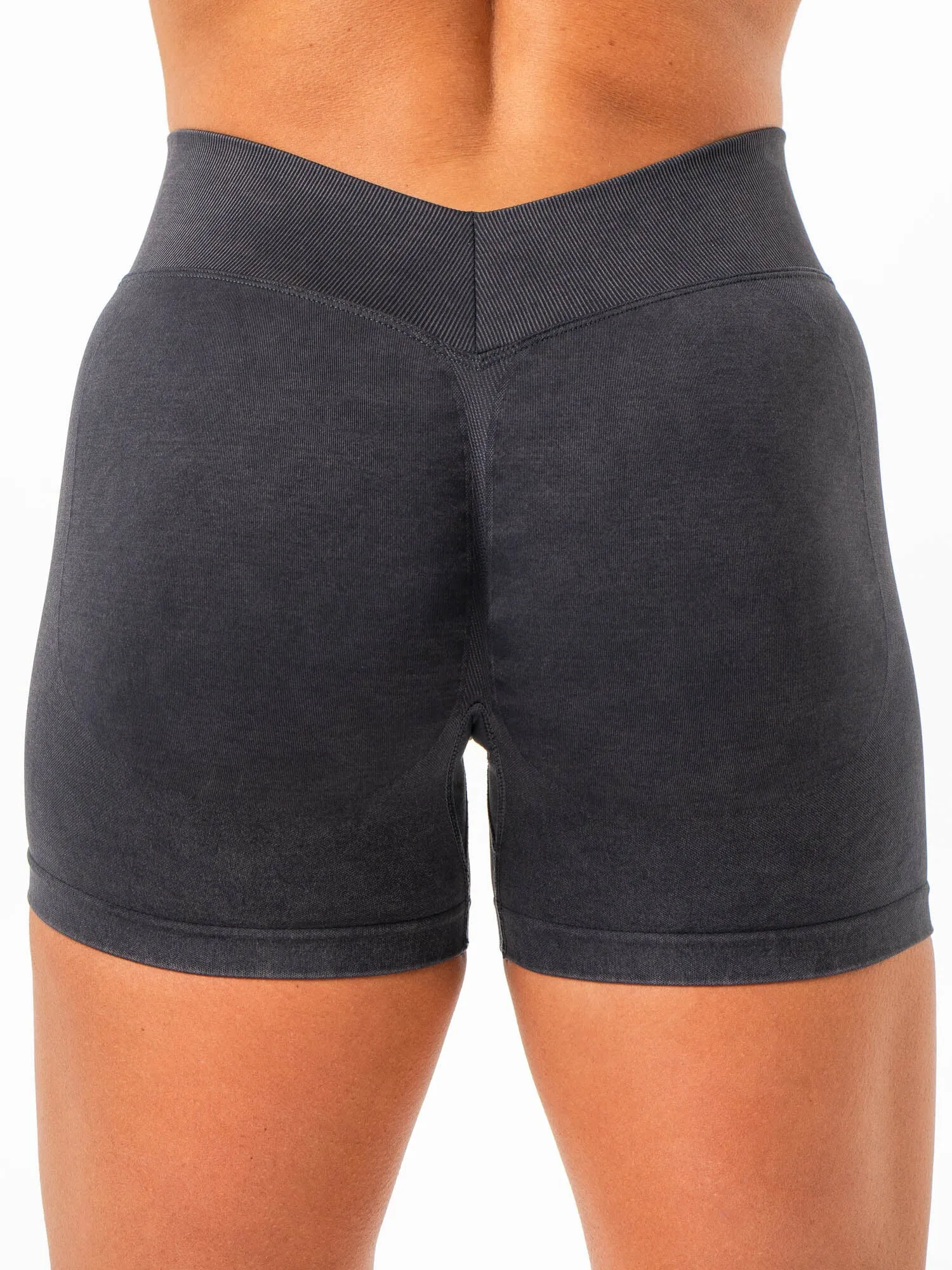 Stonewash Seamless V Back Shorts - Black sold by Ryderwear product image thumbnail 3