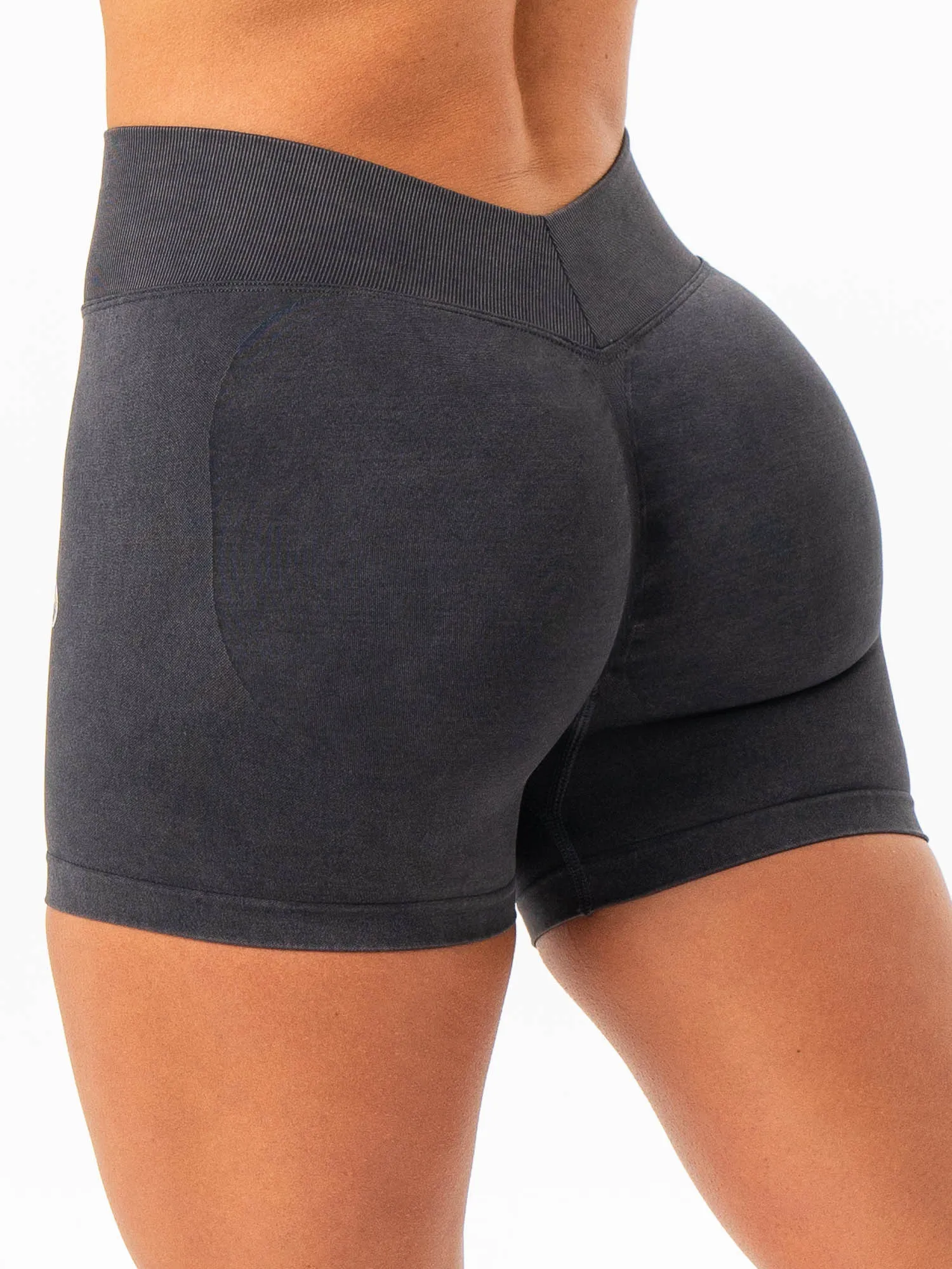 Stonewash Seamless V Back Shorts - Black sold by Ryderwear