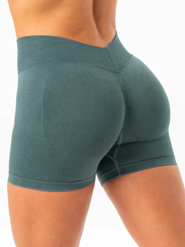 Stonewash Seamless V Back Shorts - Petrol sold by Ryderwear